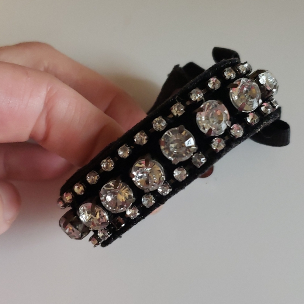 Black Cuff Bracelet with Gems